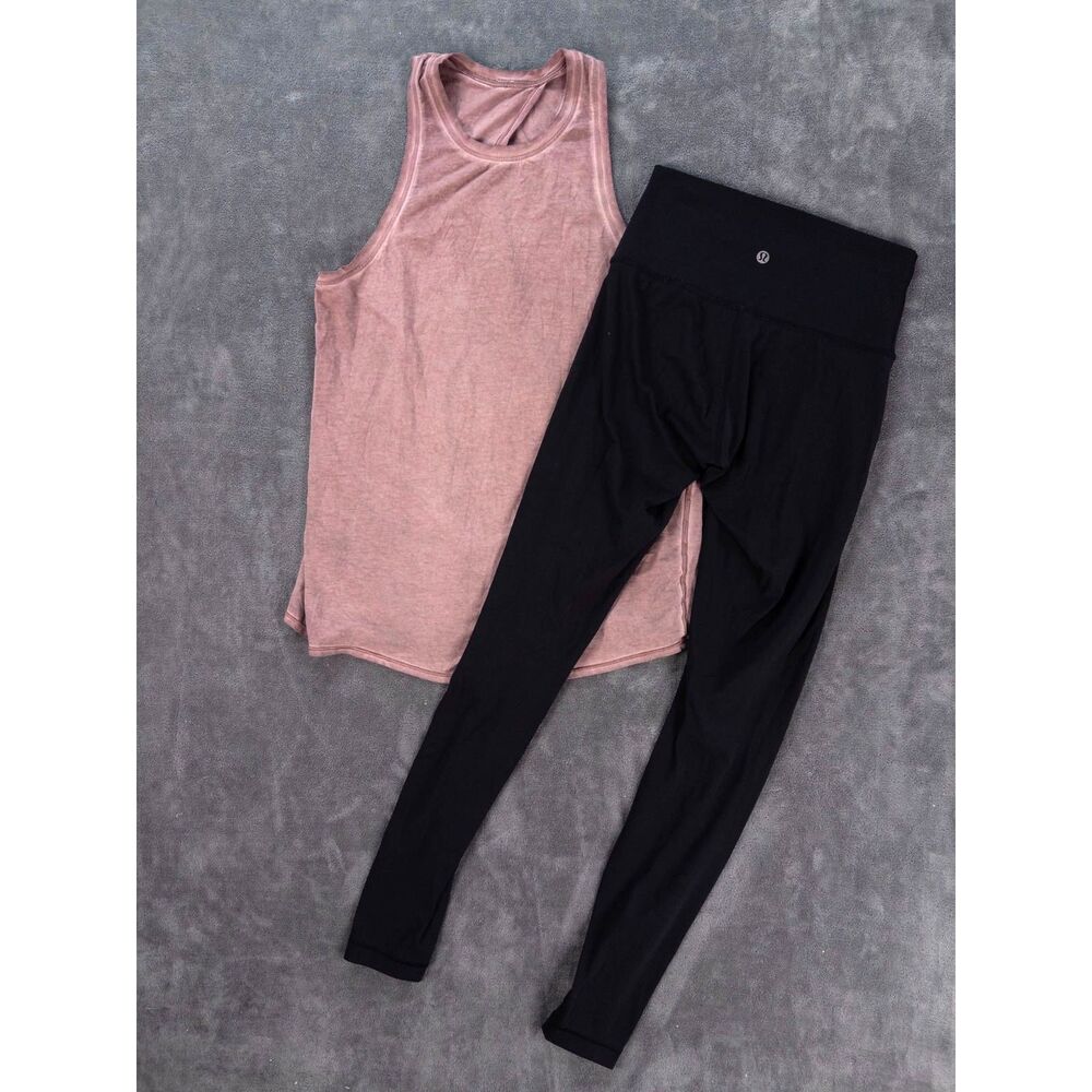Lululemon Tank & Align Leggings Bundle Size 4 Small Pink Black Yoga **FLAWS**